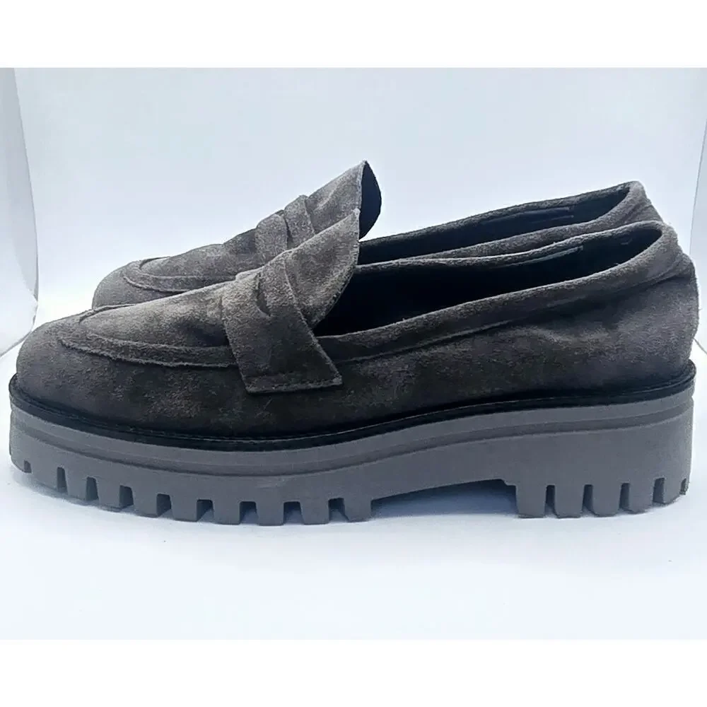 Gianluca Pisati Grey Suede Ladies's Slip on Loafers Size 40 - US Size 9.5